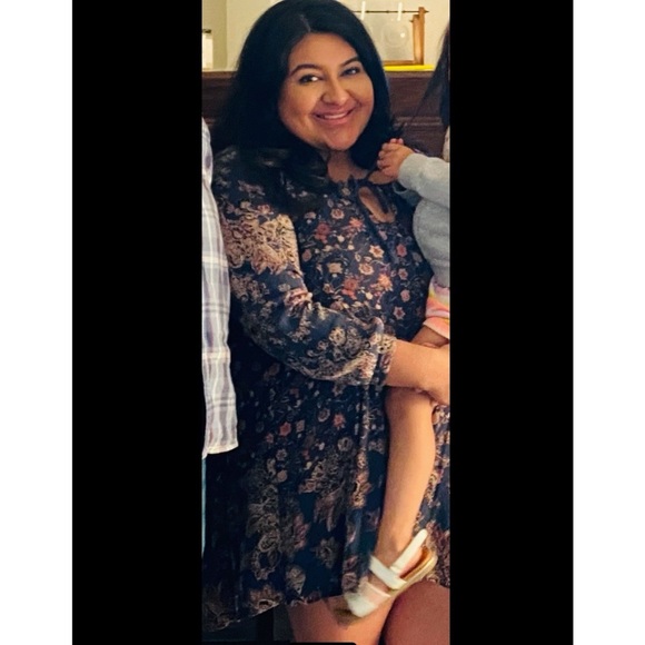 Free People Lucky Loosey Swing Dress Indigo Combo Size Large - Picture 4 of 16